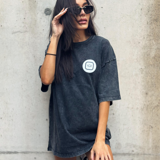 Bringthenoise// 'Twilight Zone' Oversize Acid Wash Unisex T-Shirt - Distressed Black