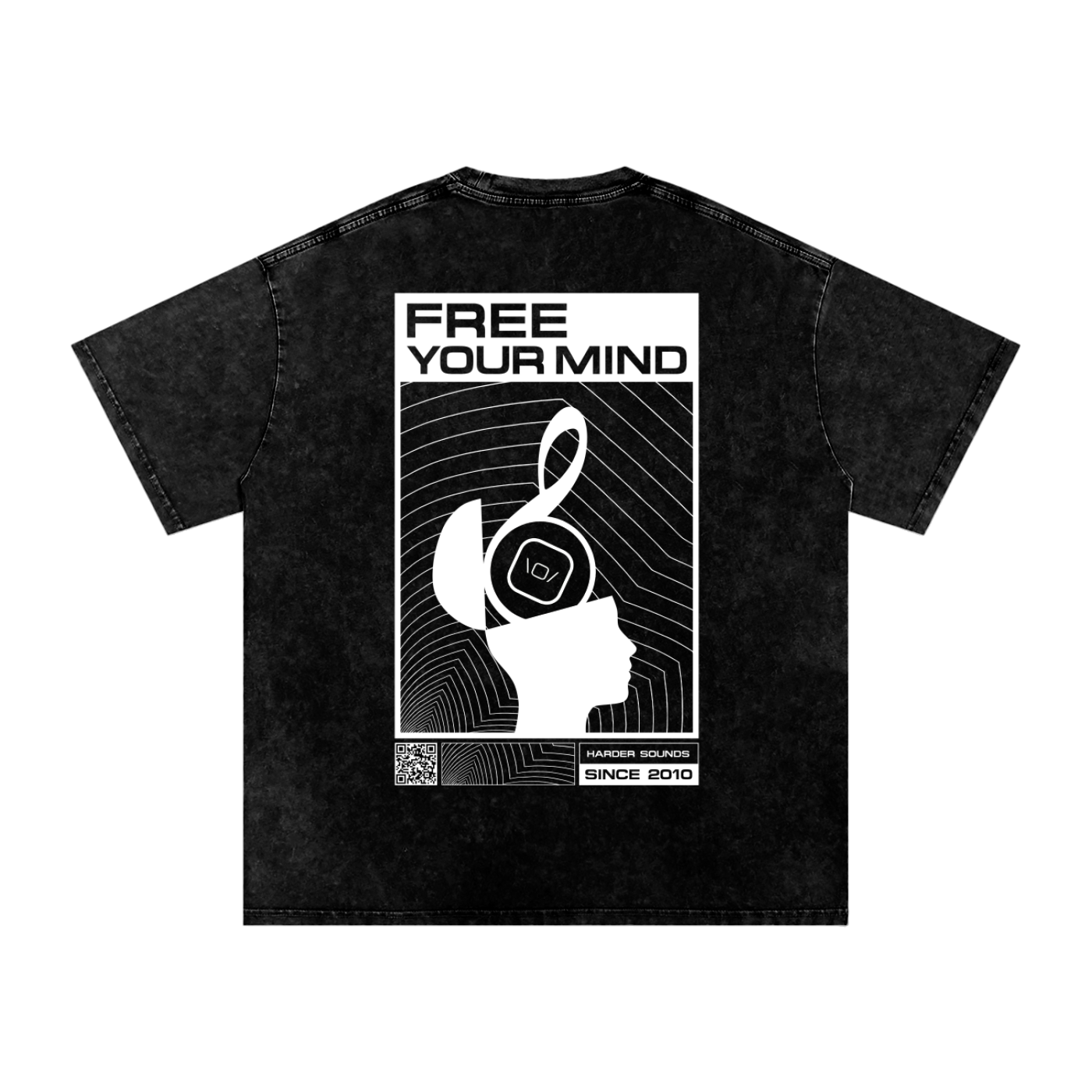 Bringthenoise// 'Free Your Mind' Oversize Acid Wash Unisex T-Shirt - Distressed Black